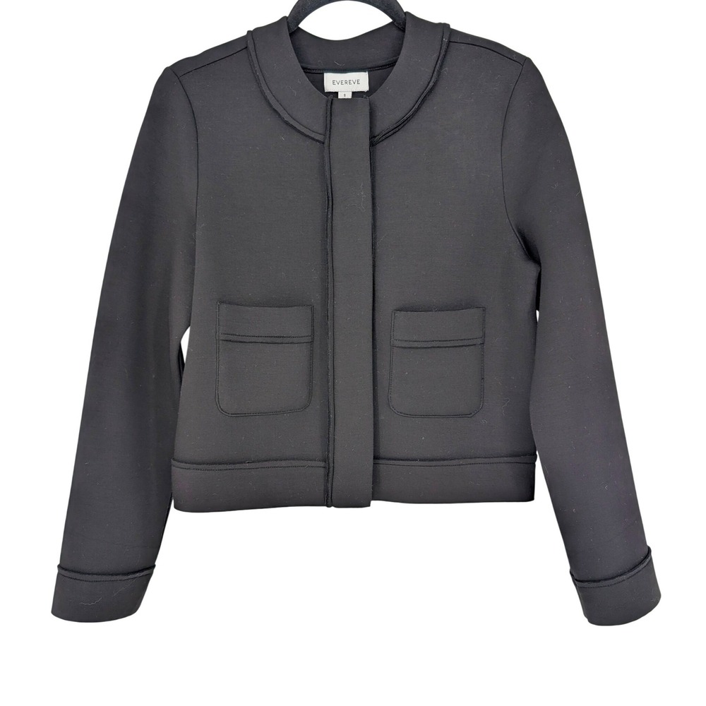 Evereve Cindy Sleek Scuba Jacket S Black Cropped Mi Quiet Luxury Modernnimalist